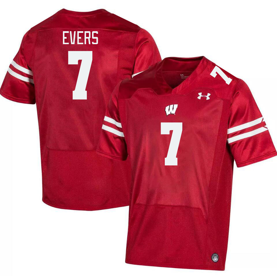Men #7 Nick Evers Winsconsin Badgers College Football Jerseys Stitched Sale-Red